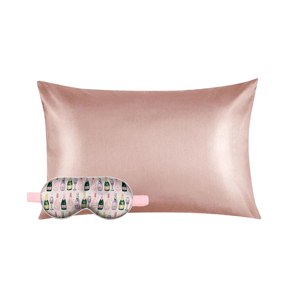 Blush Pillowcase + Champagne Eye Mask Set