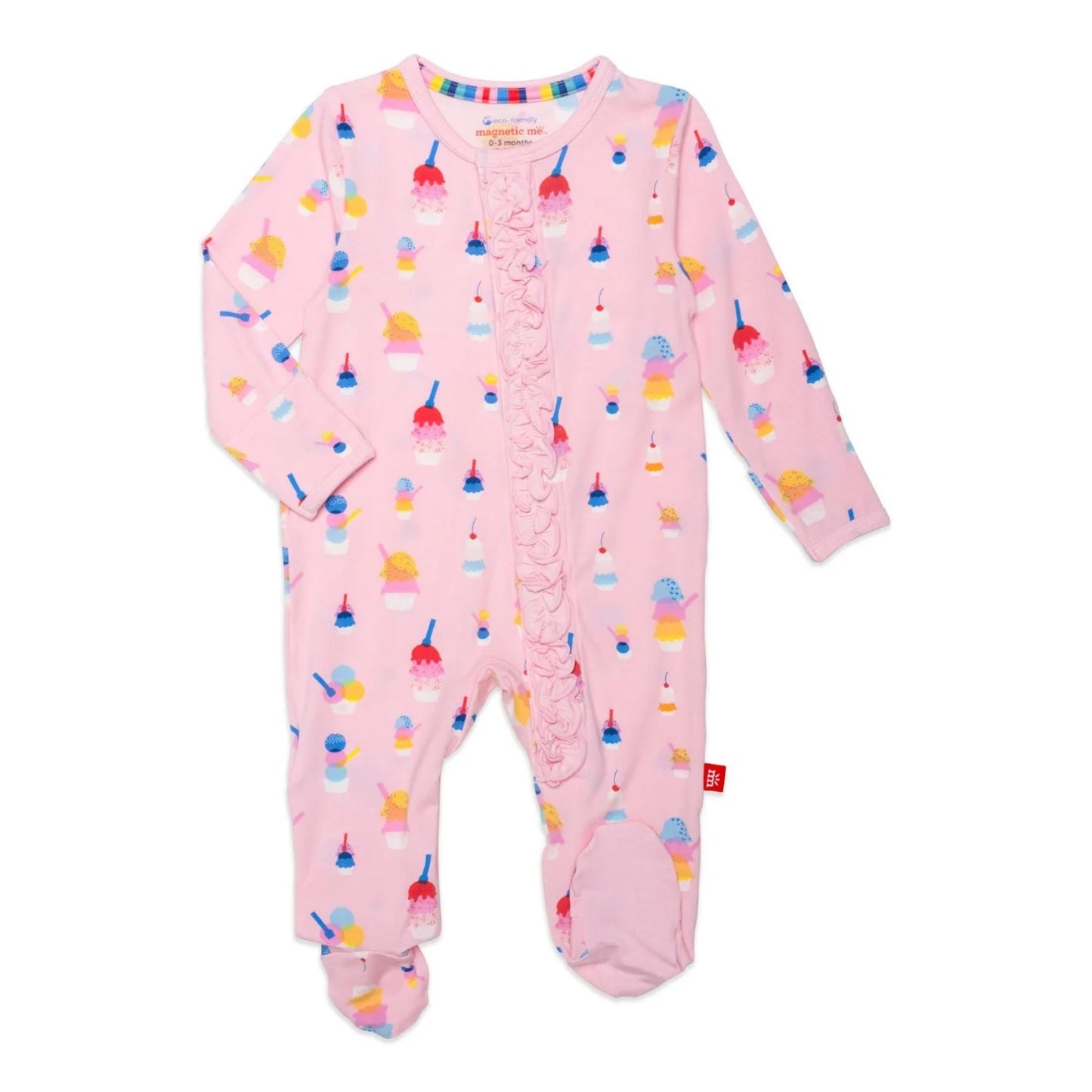 Pink Sundae Funday Magnetic Footie w/ Ruffles