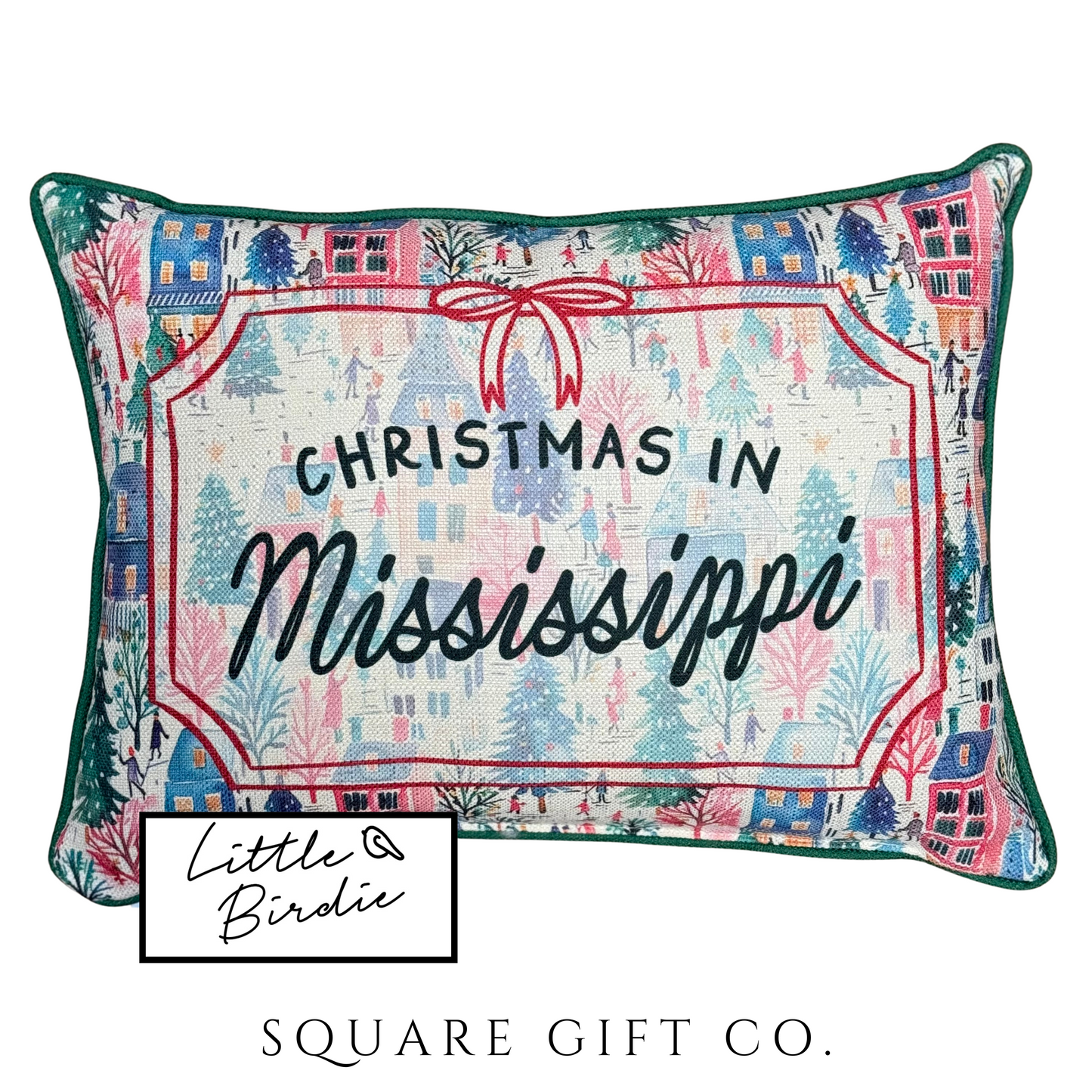 Christmas in Mississippi Village Pillow