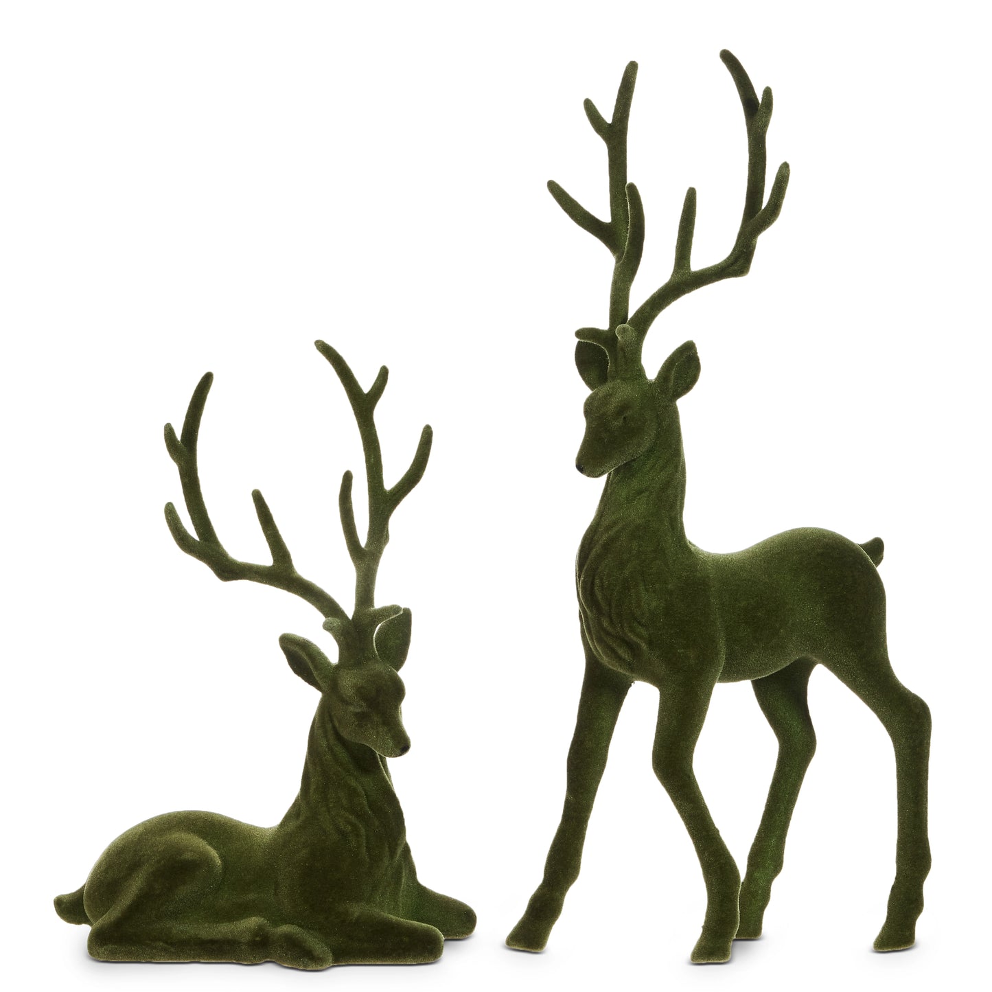 21" Green Flocked Deer, 2 styles