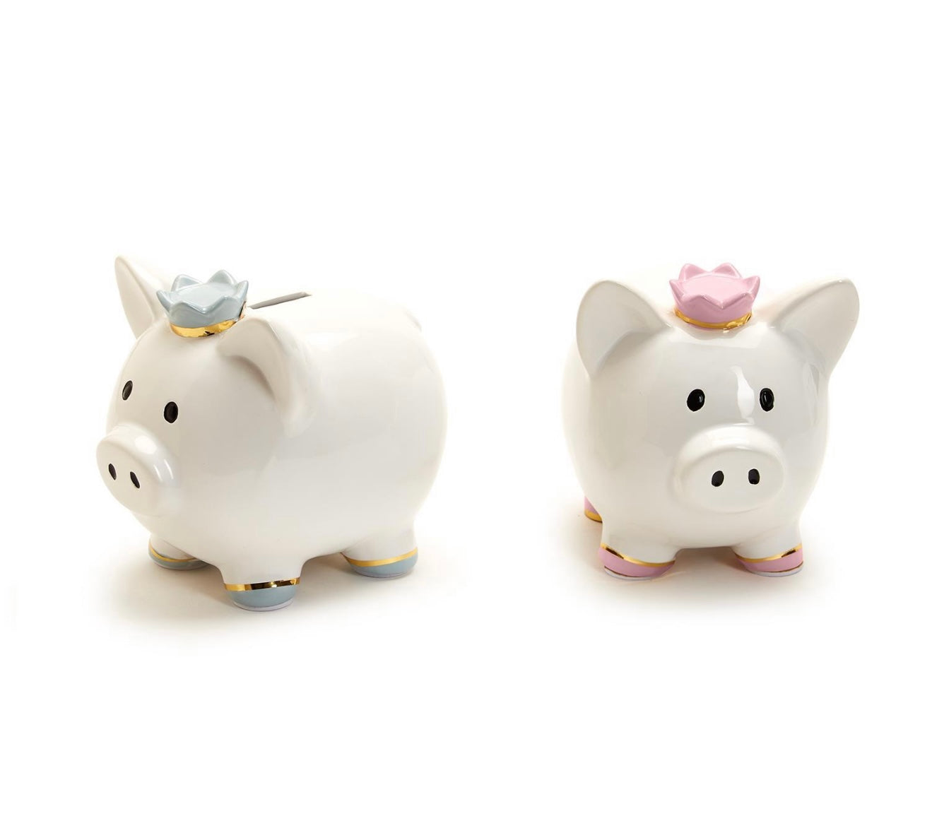 Piggy Bank w/ Crown (Name Personalization Included) - Blue or Pink