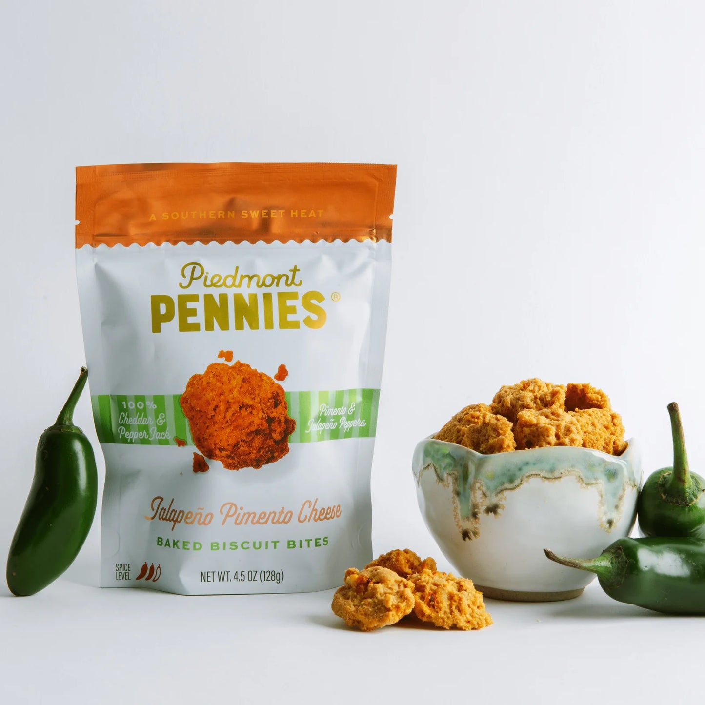 Piedmont Pennies Cheesy Biscuit Bites - Jalapeño Pimento Cheese, Medium Bag