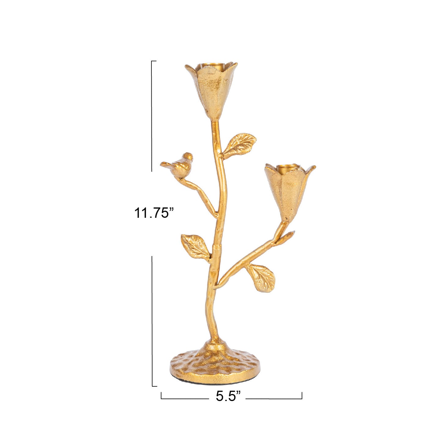 Hand Forged Candleabra with Flowers & Bird