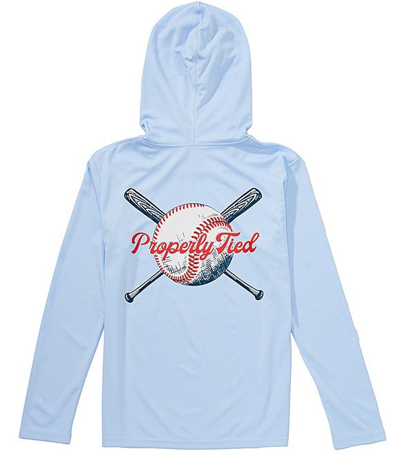 Pt Youth Shade Performance Hoodie Play Ball Light Blue