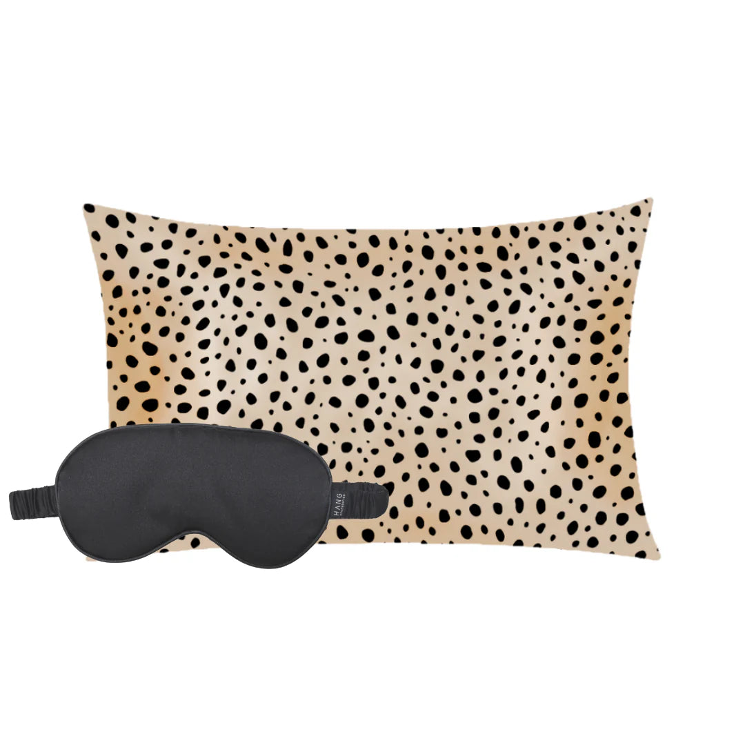 Cheetah Spot Pillowcase + Black Eye Mask