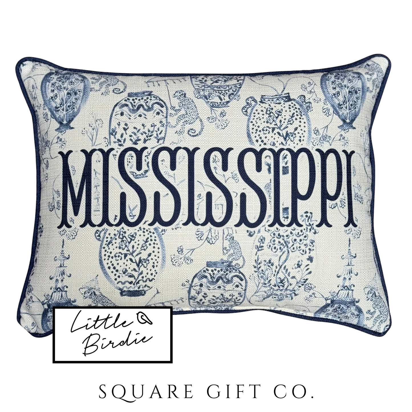 Coastal Navy Monkey Pattern Mississippi Pillow