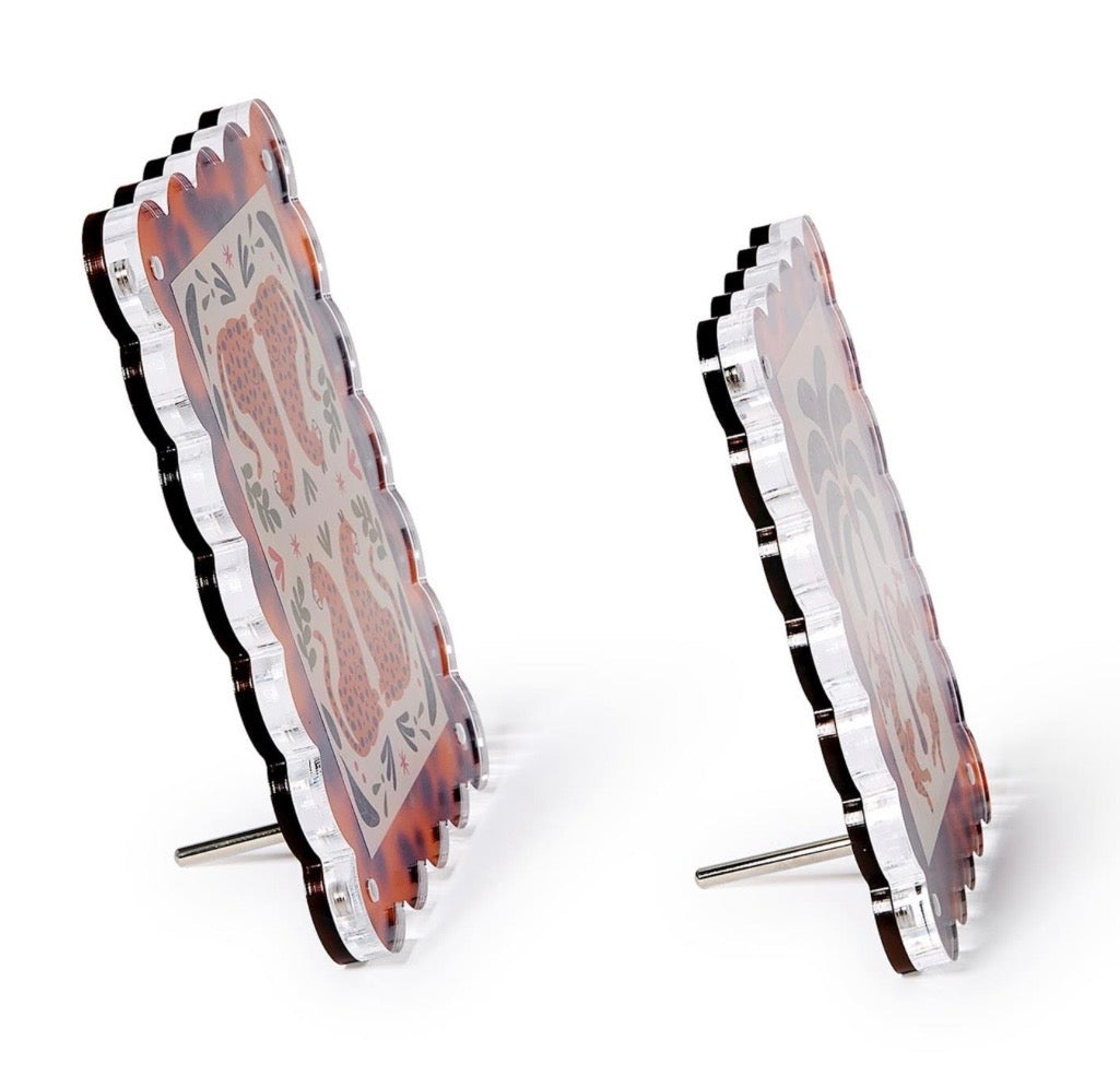 Tortoise Scalloped Edge Acrylic Frames, 2 sizes