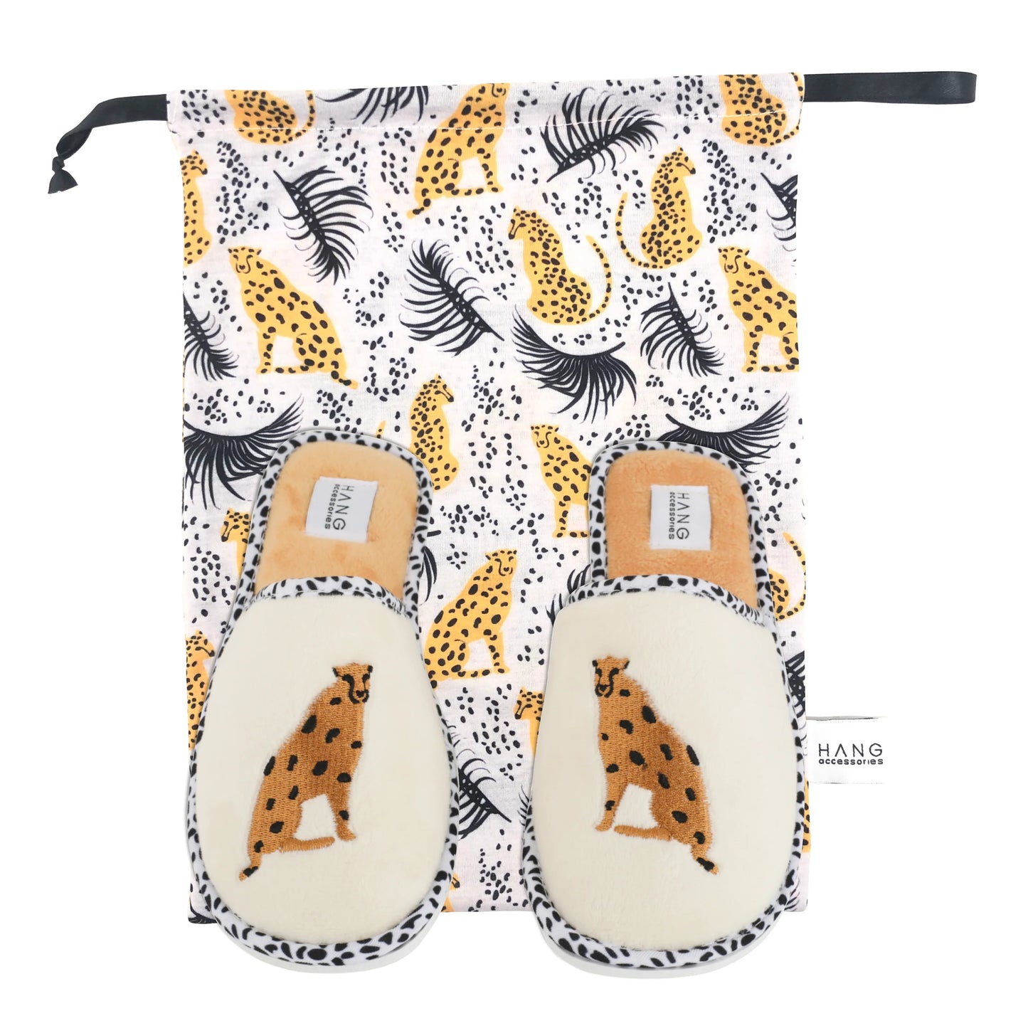 Foldable Travel Slippers, Cheetah