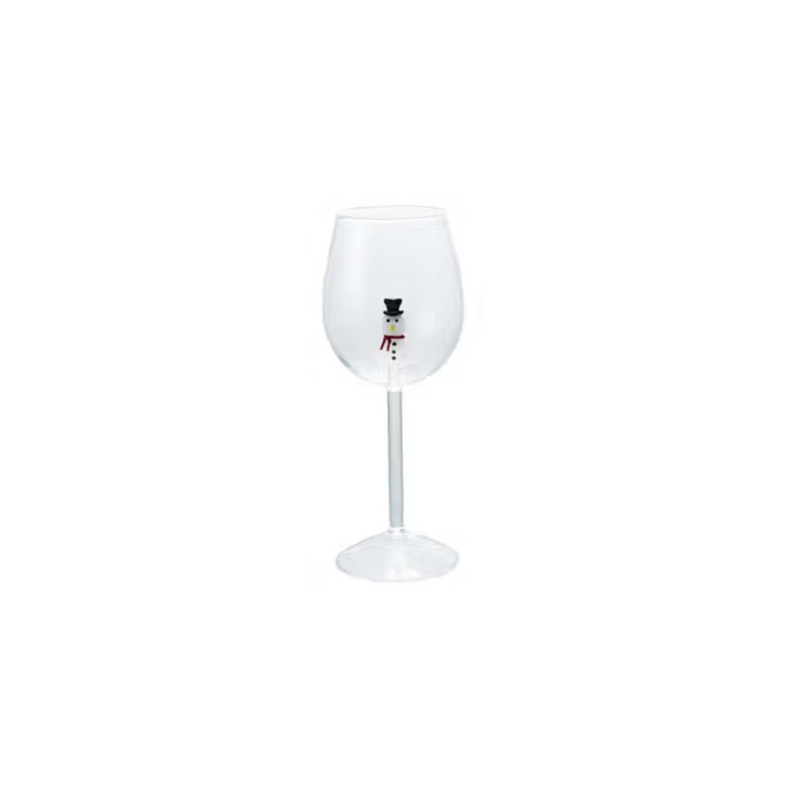 Stemmed Wine Glass w/ Holiday Figurine Inside, 4 styles