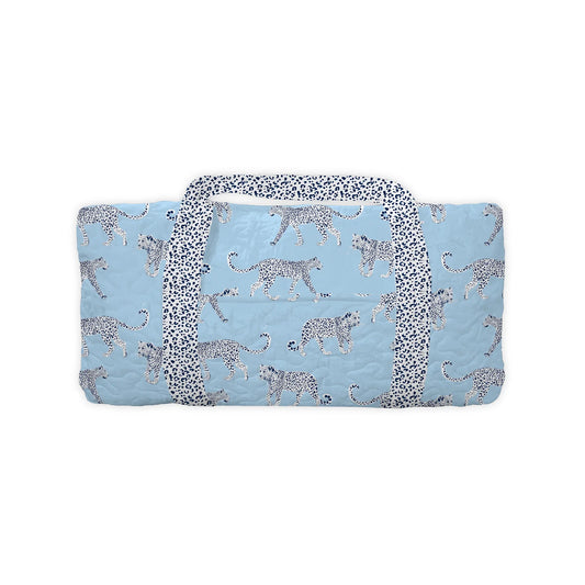 Leilani Leopard Blue Maya Quilted Duffle Bag
