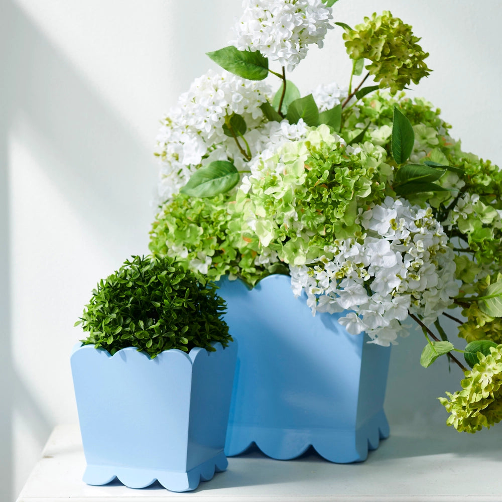 Blue Scalloped Planters, 2 Sizes