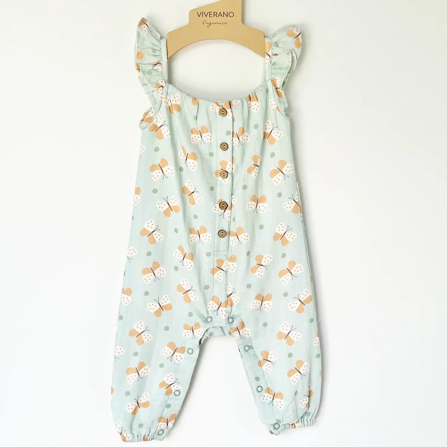 Butterfly Sleeveless Ruffle & Button Jumpsuit
