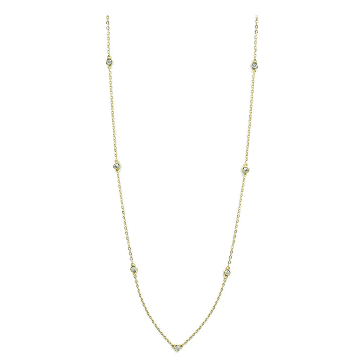 Multi Clear Framed Gold Necklace, Long