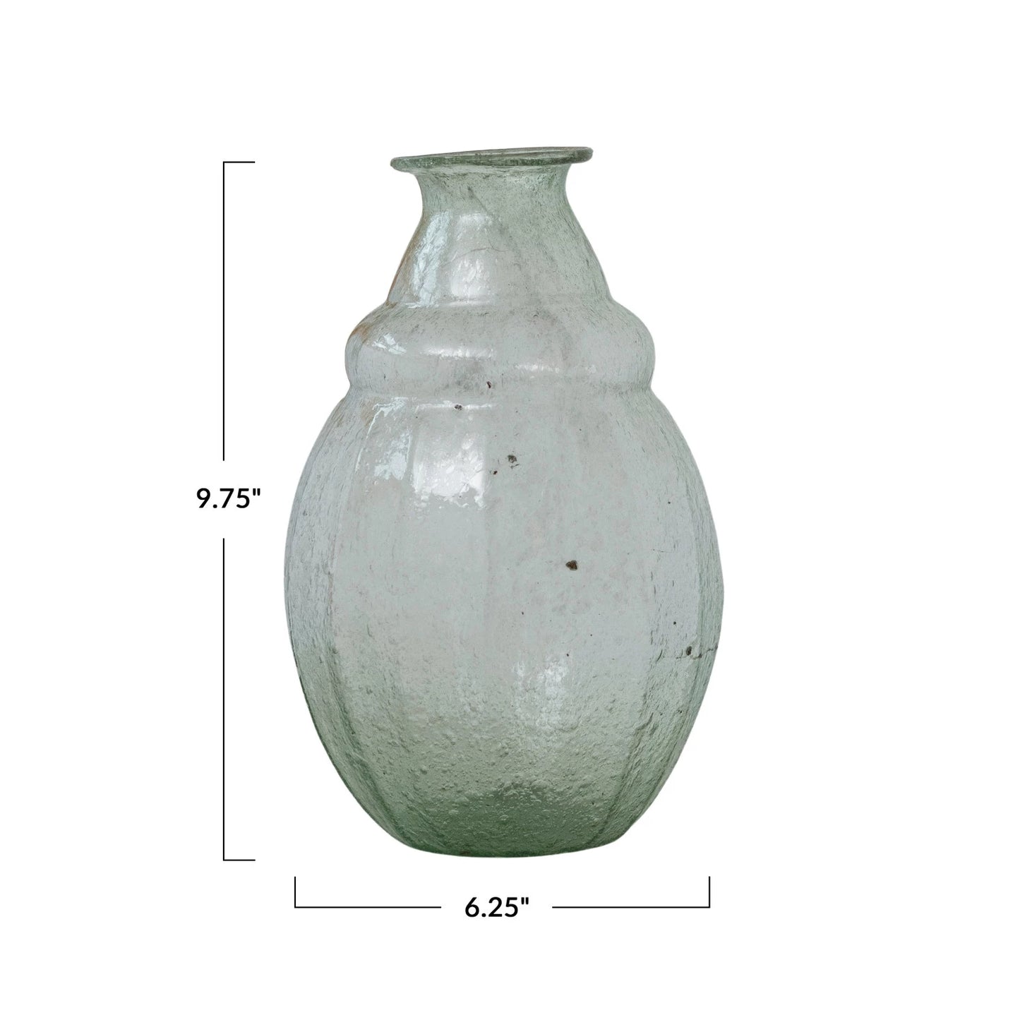 Hand-Blown Bubble Glass Vase, Green