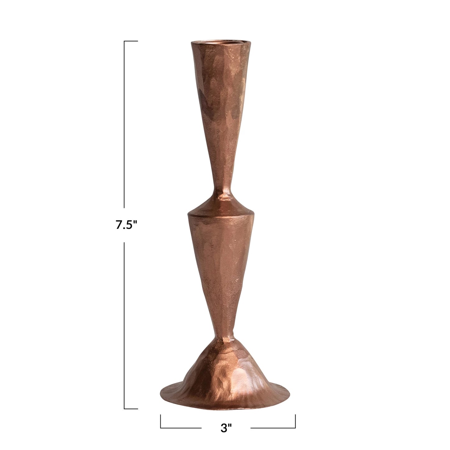 7.5" Hand-Forged Cast Iron Taper Holder, Copper Finish