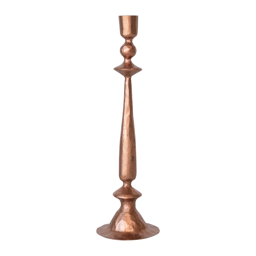 11.75" Hand-Forged Cast Iron Taper Holder, Copper Finish