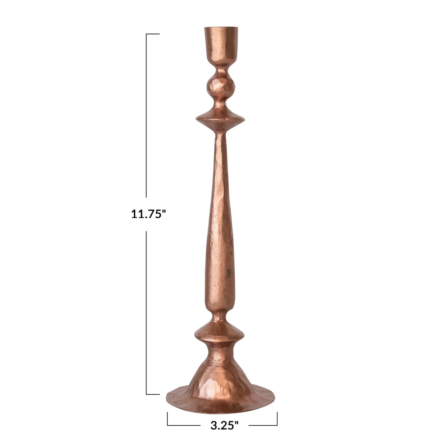 11.75" Hand-Forged Cast Iron Taper Holder, Copper Finish