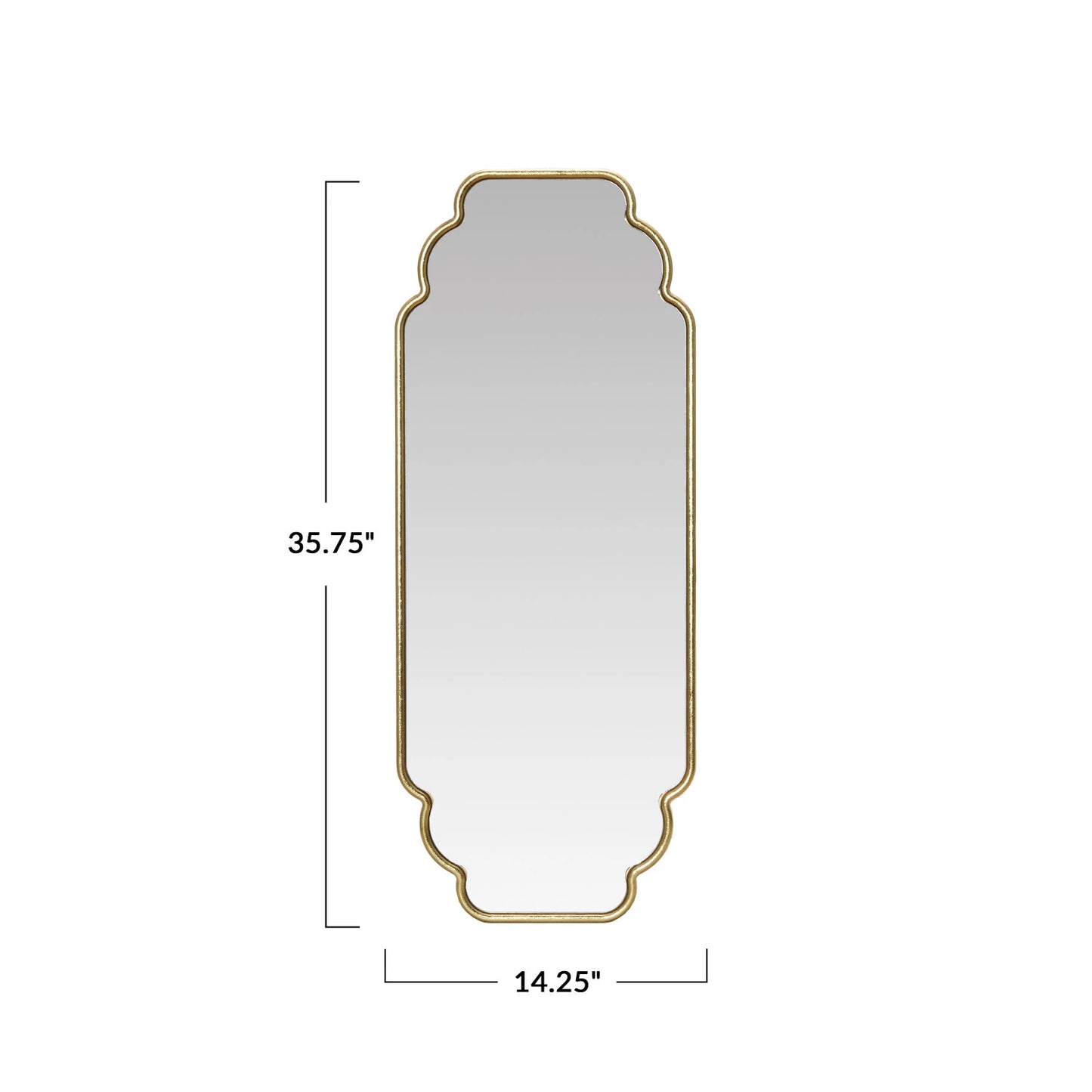 Metal Framed Scalloped Wall Mirror, Gold Finish
