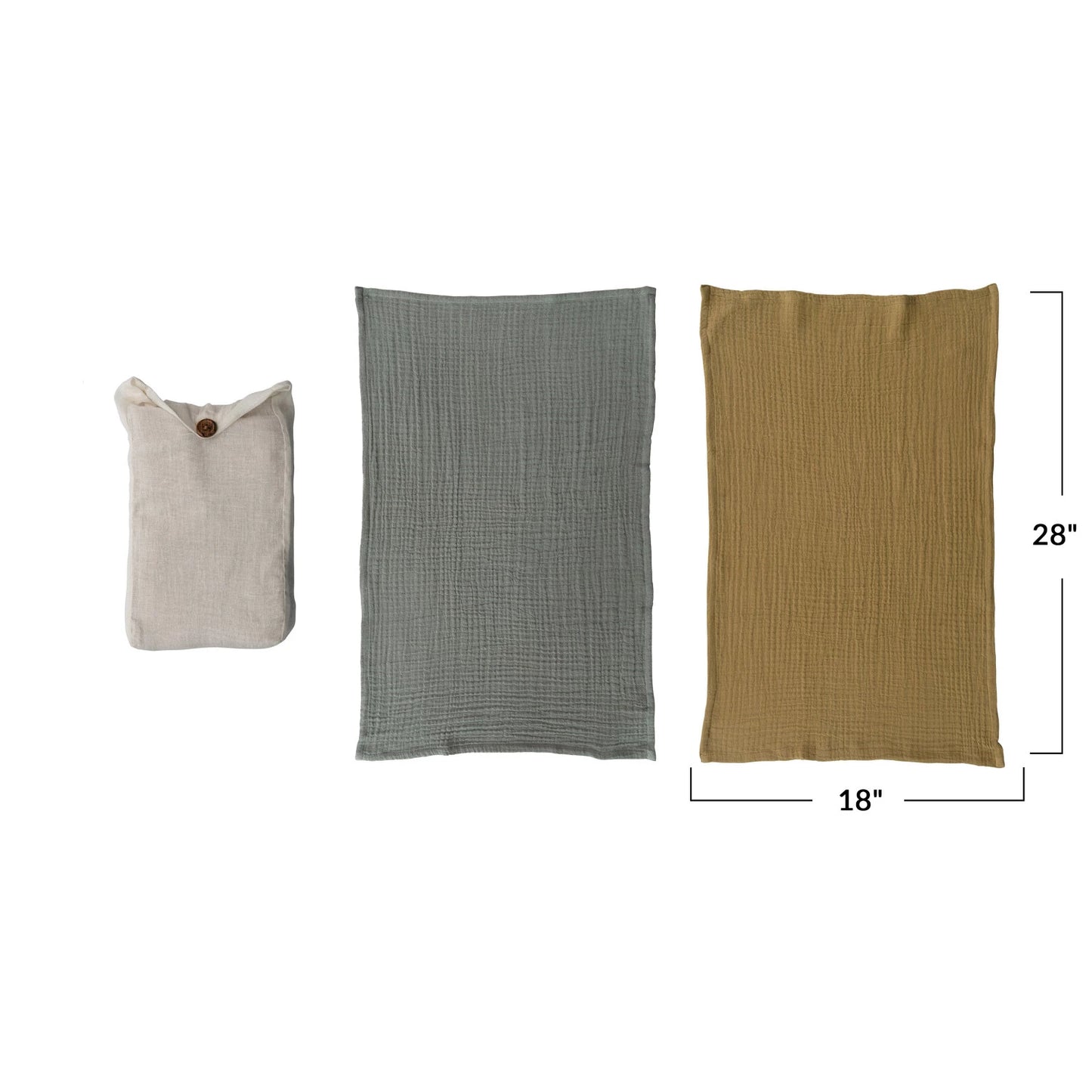 Cotton Double Cloth Tea Towels, Set of 2