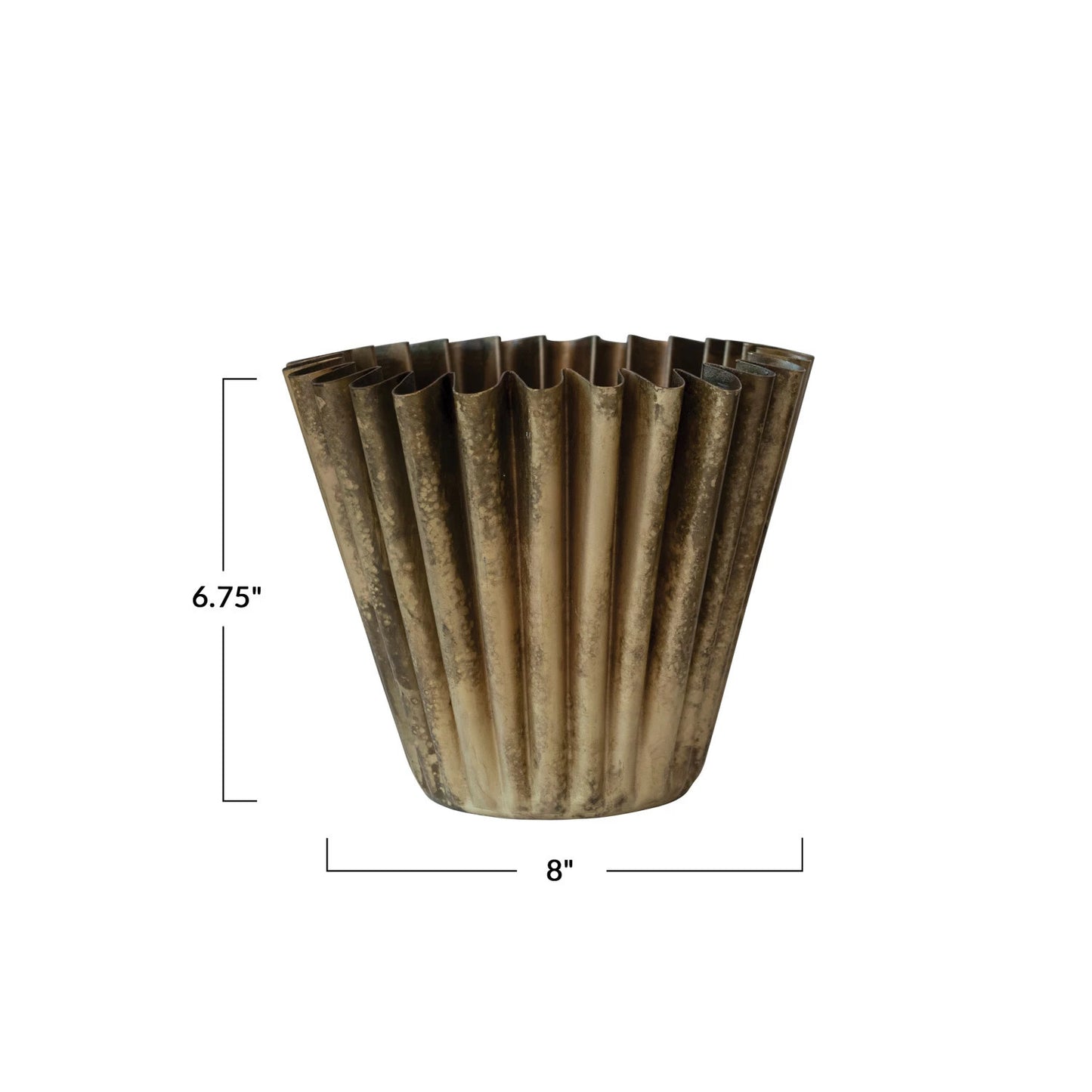 Fluted Metal Planter, Brass Finish - 2 sizes