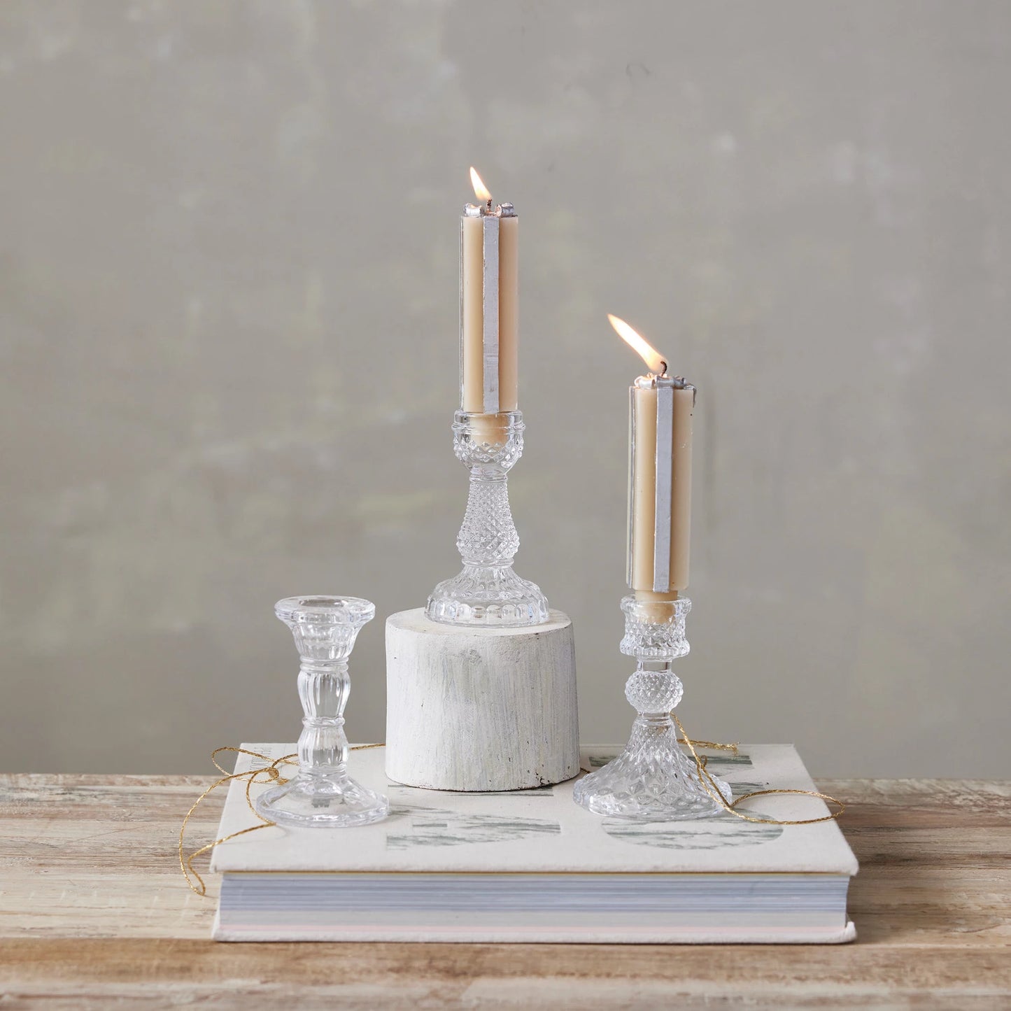 Pressed Glass Taper Holder, 3 styles