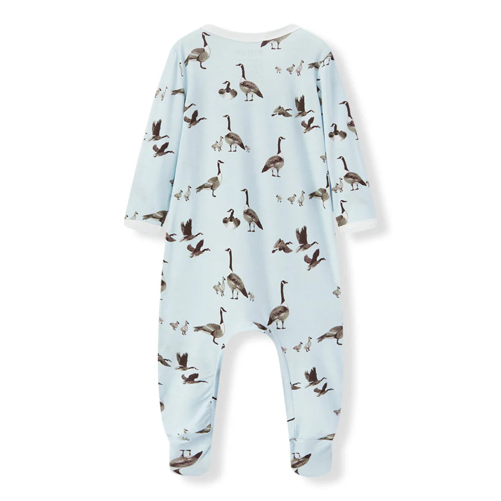 Milkbarn Zipper Footed Romper Goose