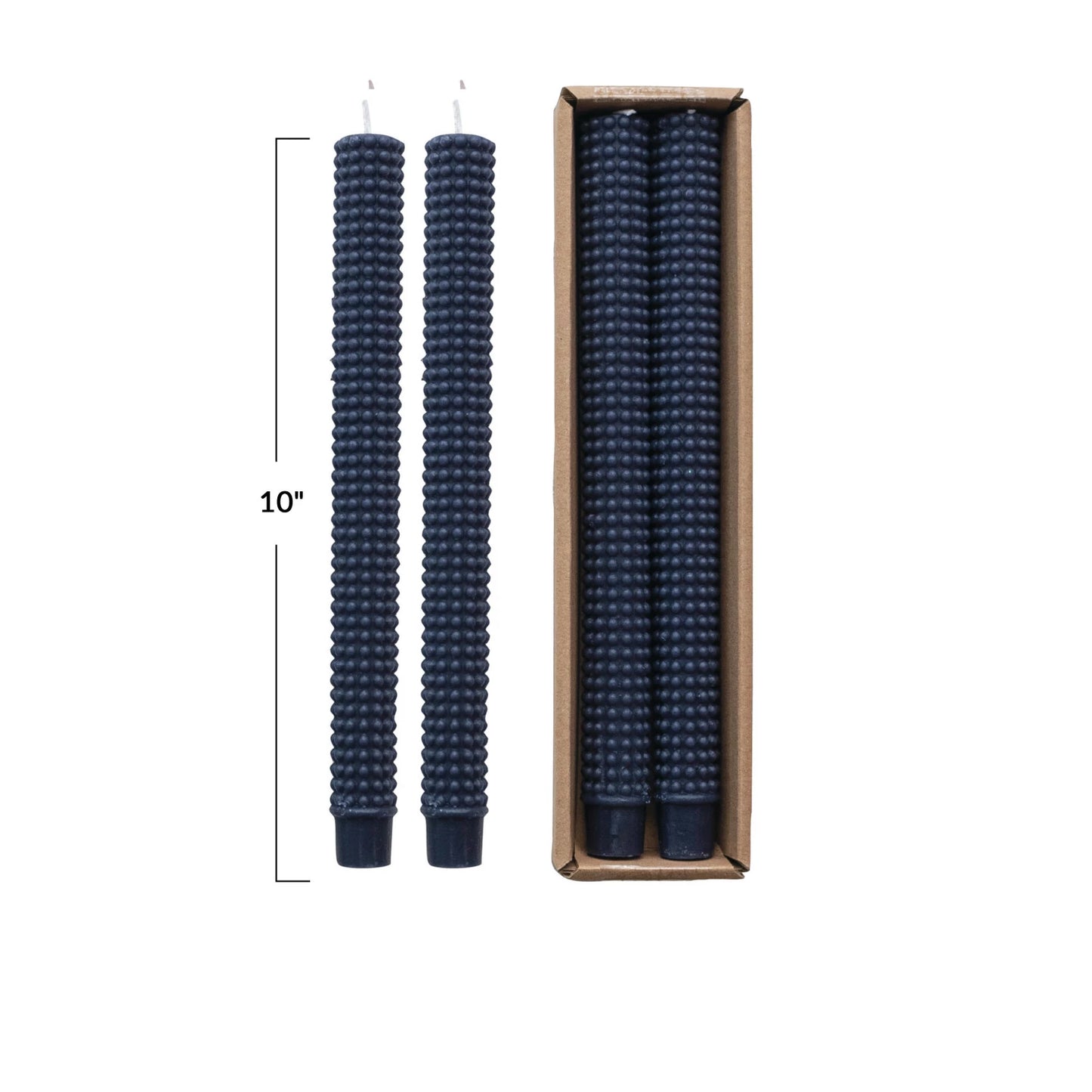 Unscented Hobnail Taper Candle, Navy