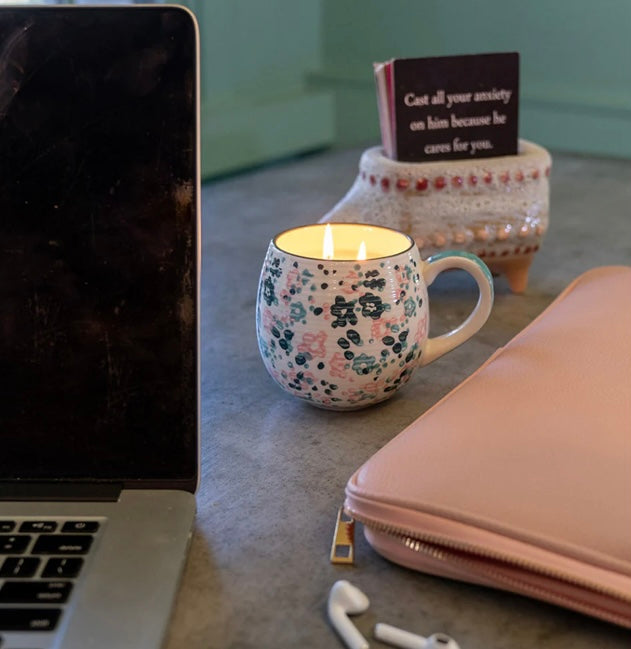 Sweet Grace Blue Floral Mug Candle