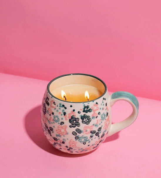 Sweet Grace Blue Floral Mug Candle