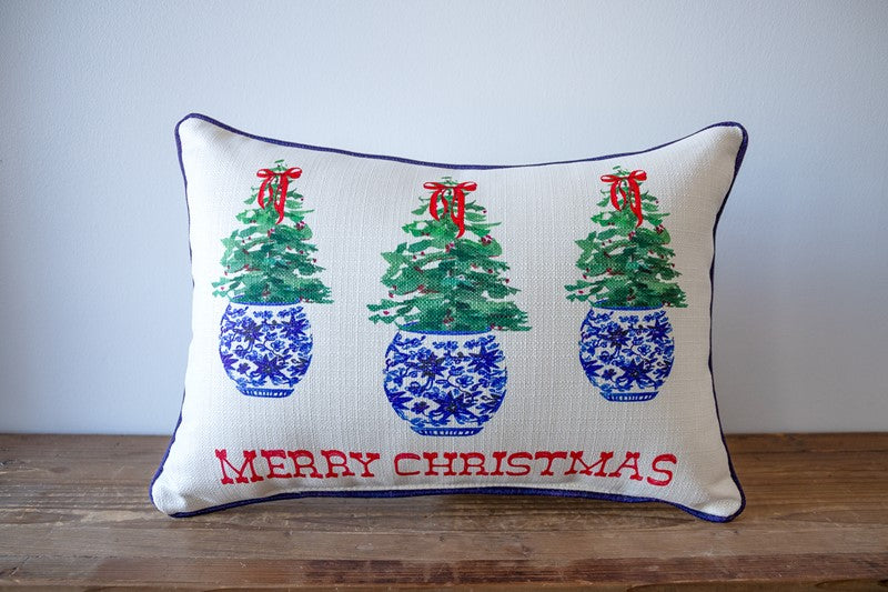Merry Christmas Chinoiserie Pillow + Piping