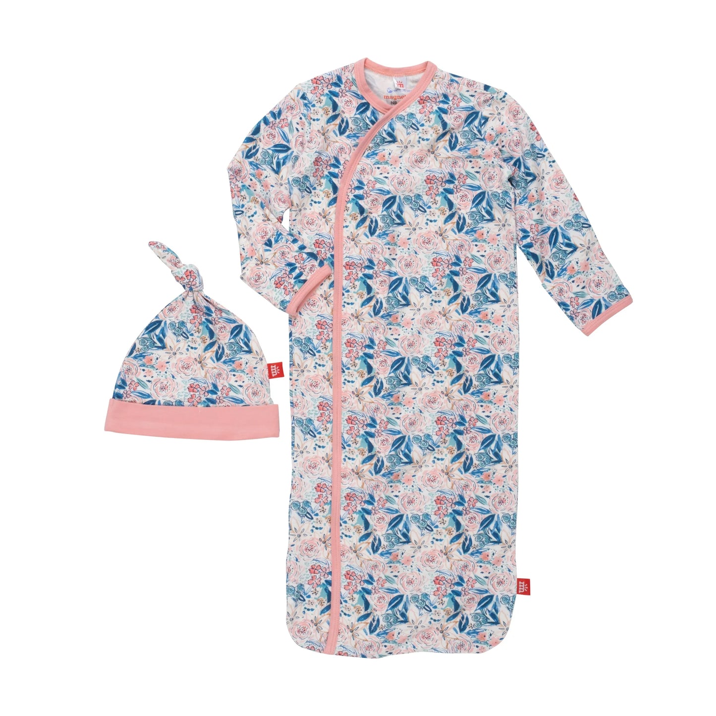 Once and Floral Magnetic Gown + Hat Set NB-3M