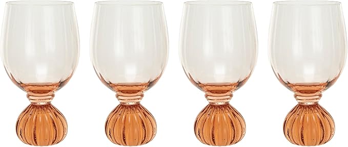 Ribbed Footed Wine Glass, Pink