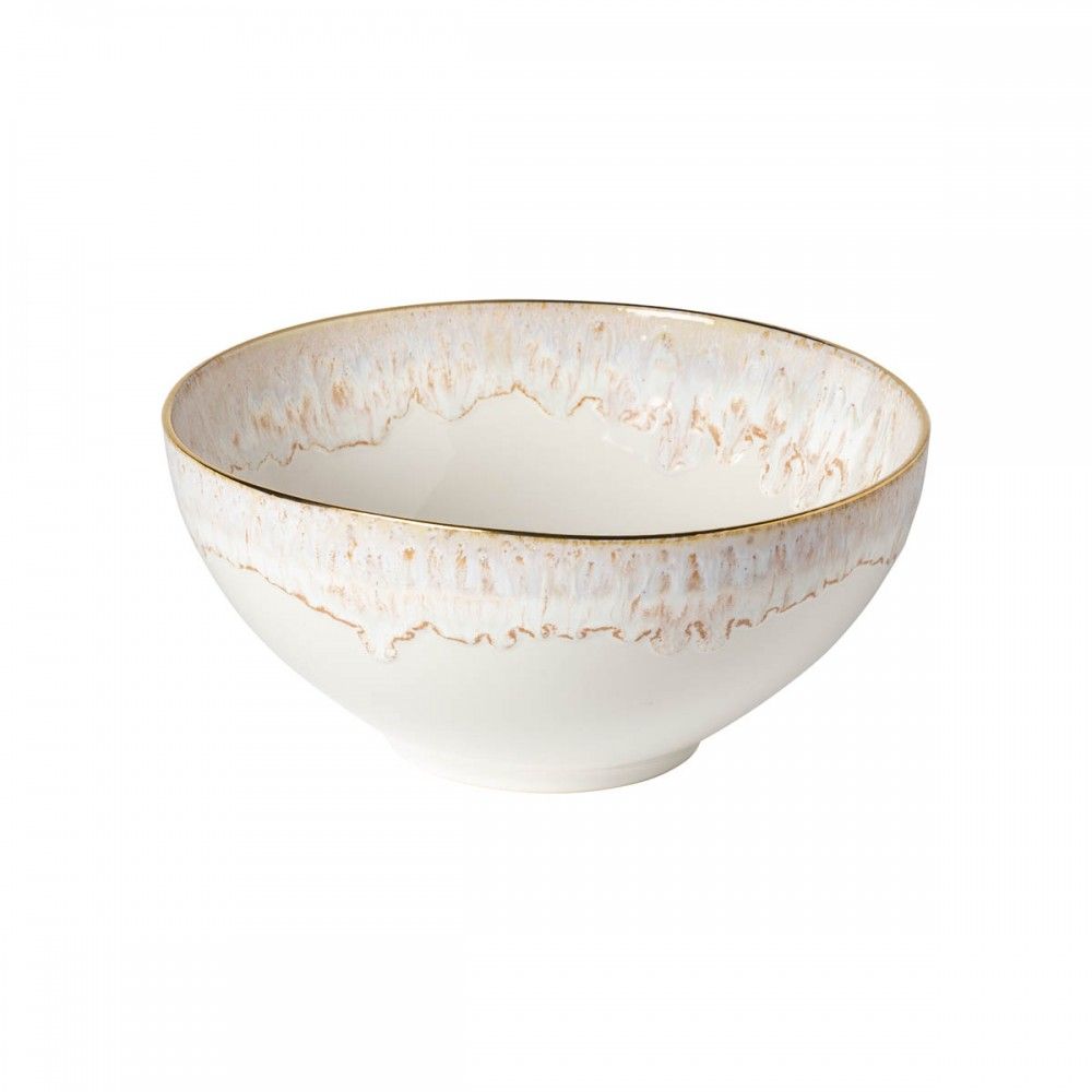 Taormina Serving Bowl, White with Gold Edge