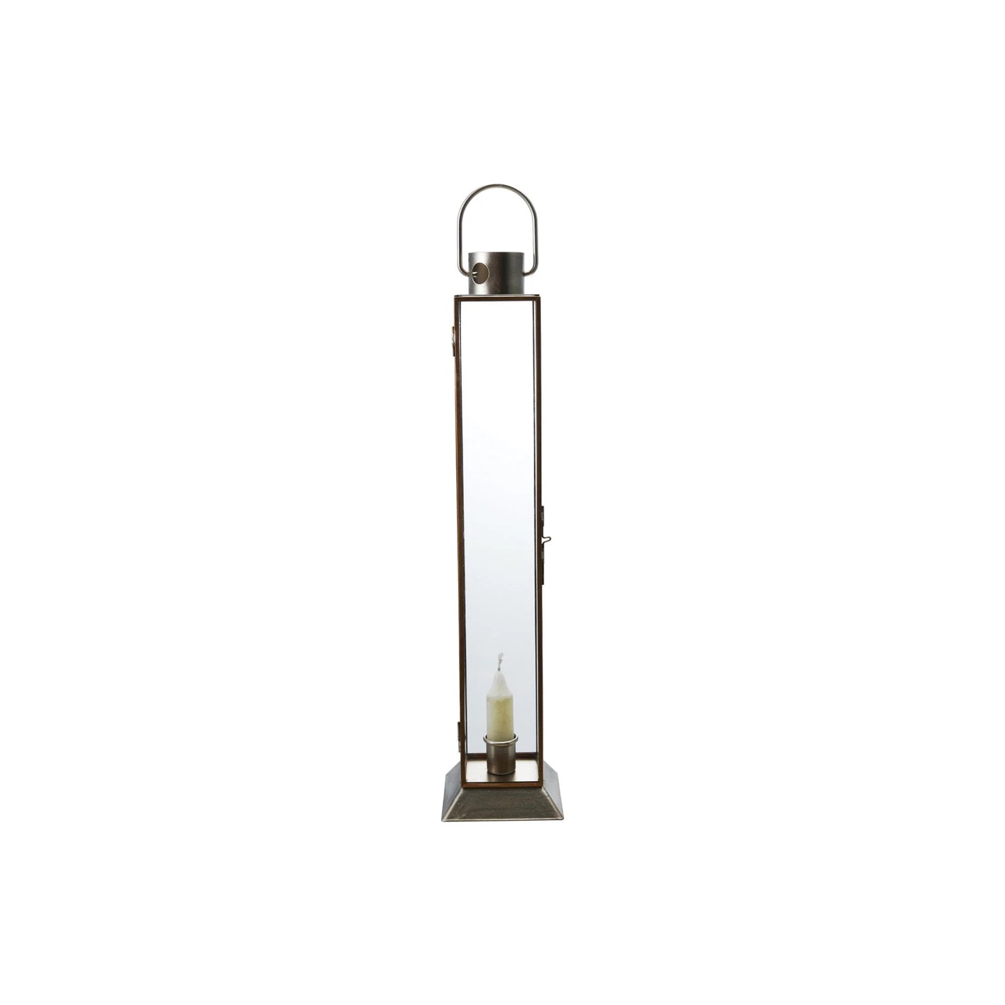 Metal & Glass Lantern Taper Holder, Gold Finish