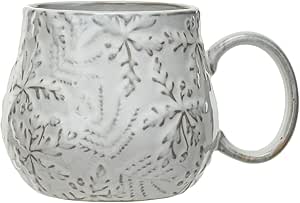 Embossed Stoneware Mug w/ Snowflakes, 16oz
