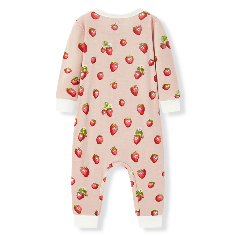 Milkbarn Cotton Zipper Pajama Strawberry