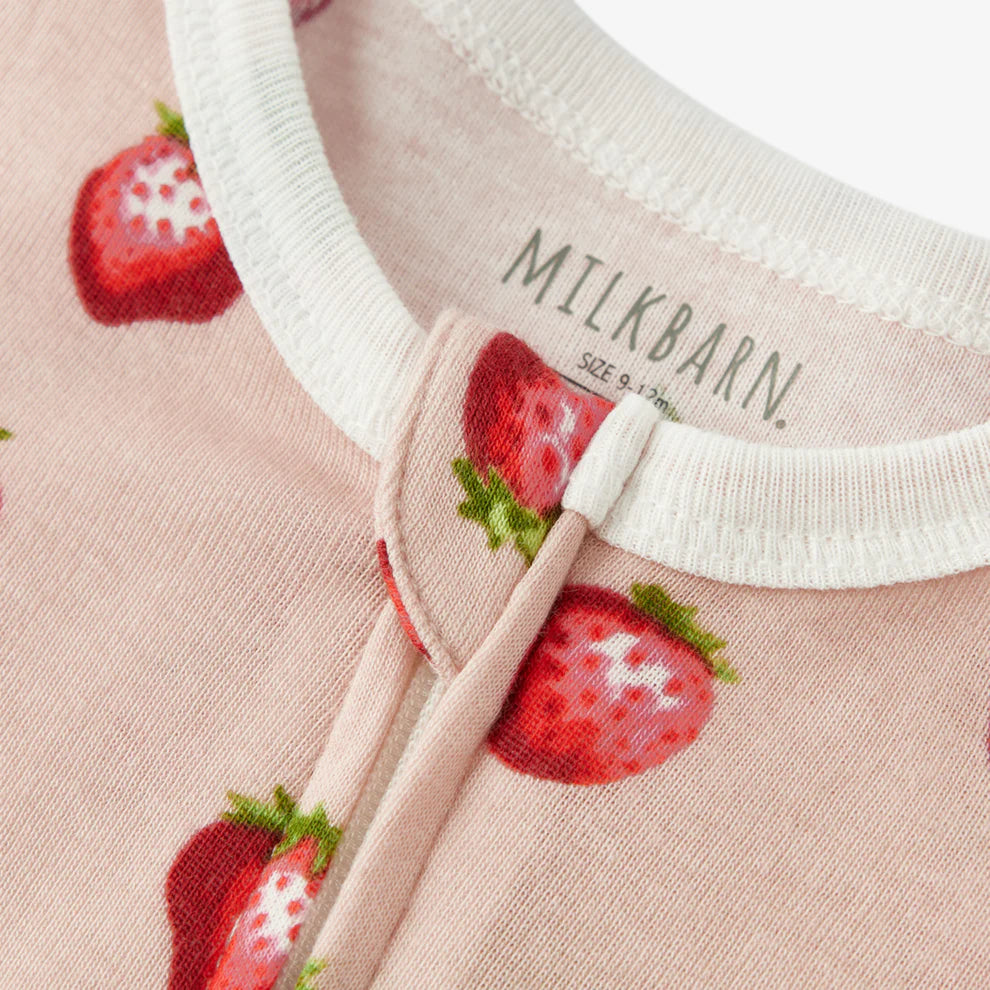 Milkbarn Cotton Zipper Pajama Strawberry