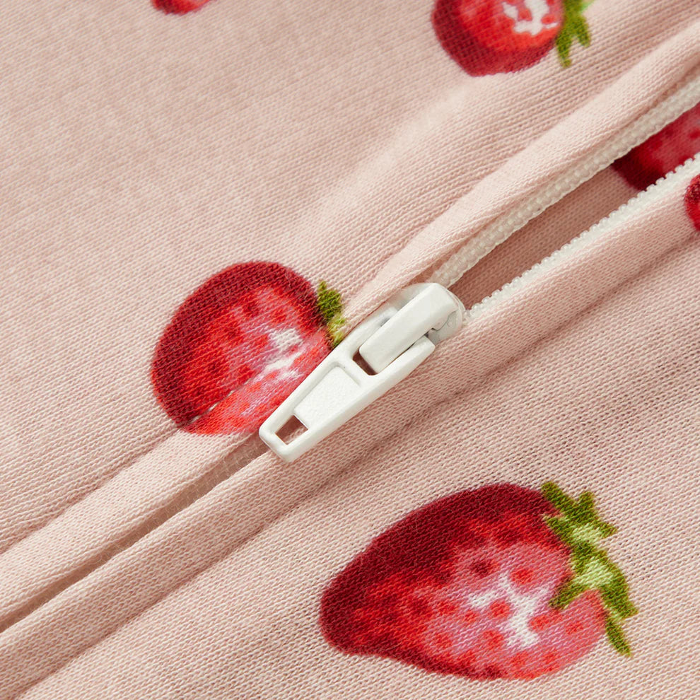 Milkbarn Cotton Zipper Pajama Strawberry