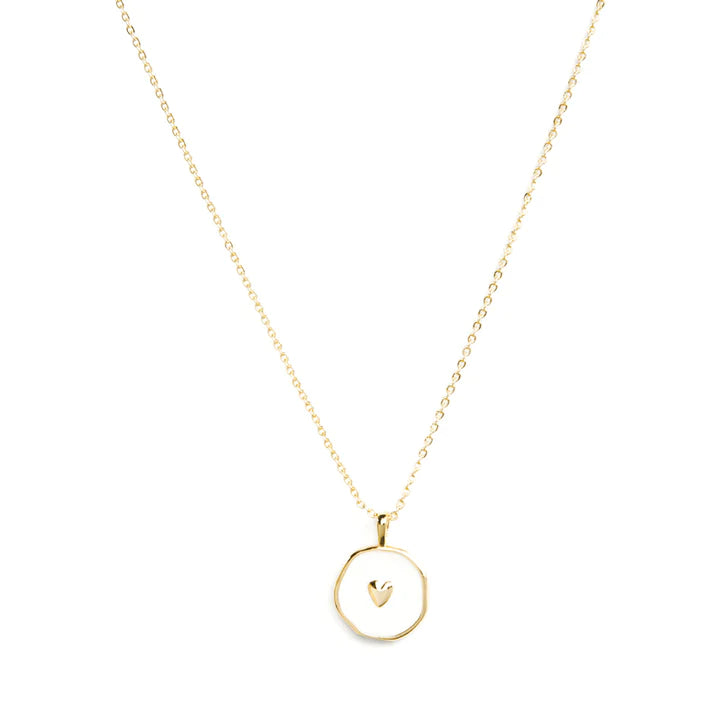 Tiny Heart on White Enamel Necklace