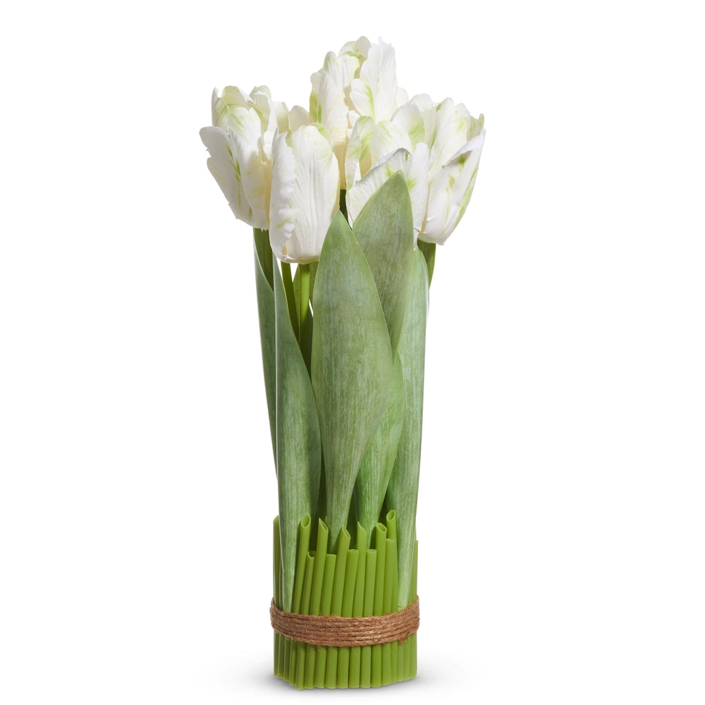 17" White Tulip Arrangement Drop In