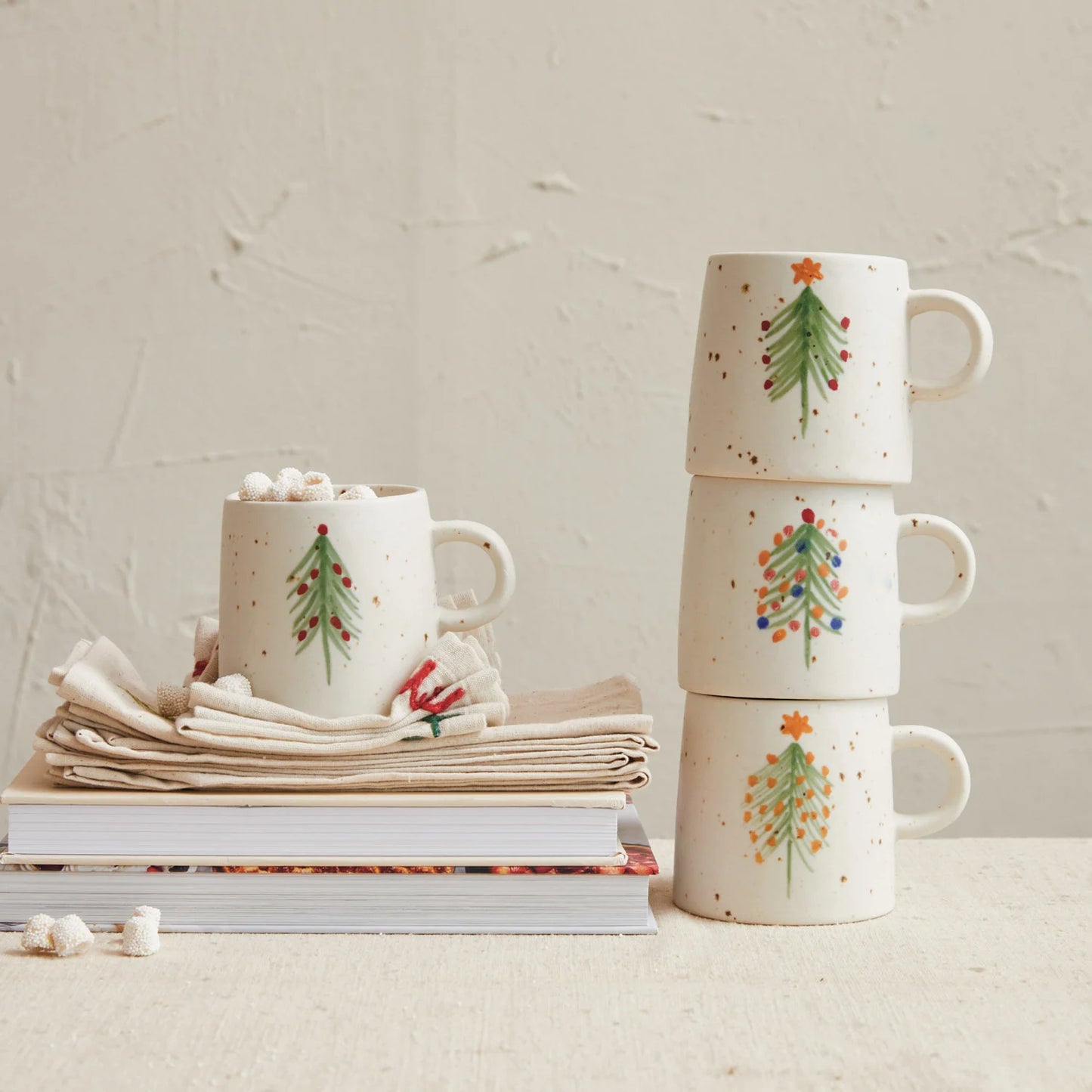 Hand Painted Stoneware Christmas Mug, 4 Styles