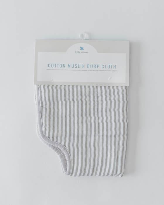 Cotton Muslin Burp Cloth - Grey Stripe