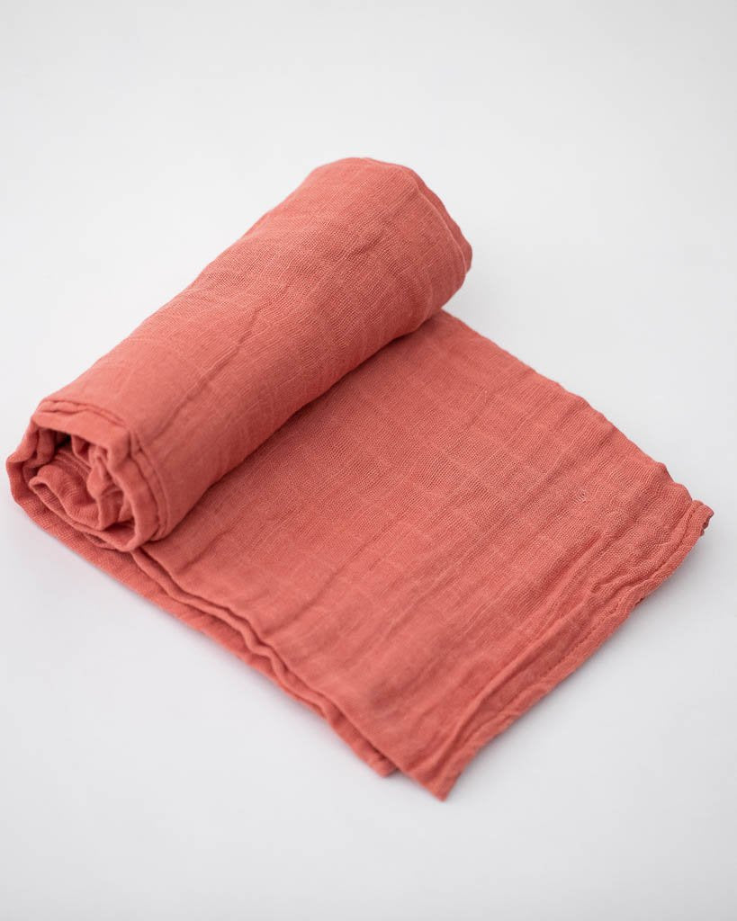 Cotton Muslin Swaddle - Dusty Rose