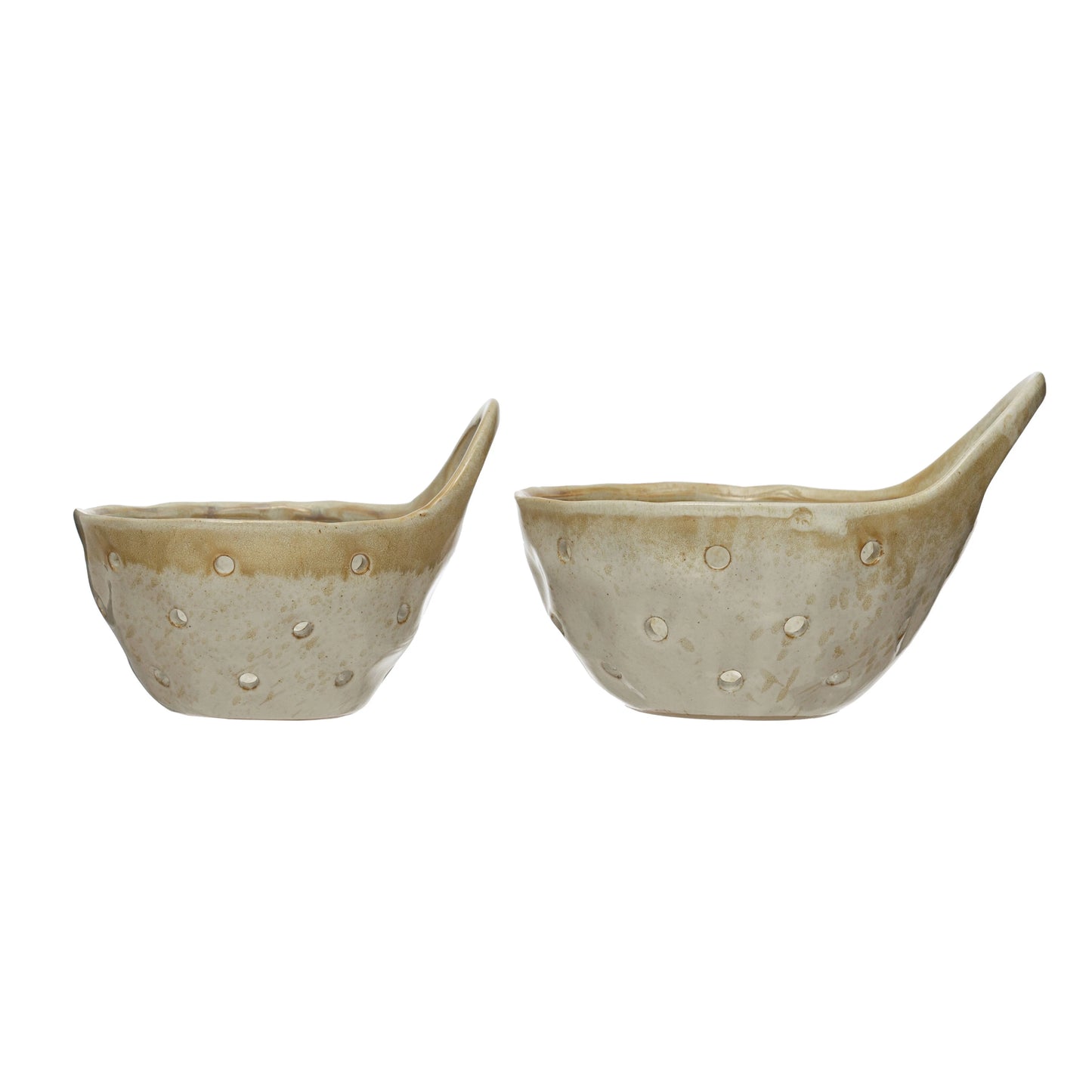 Stoneware Colanders w/ Handles, Set of 2
