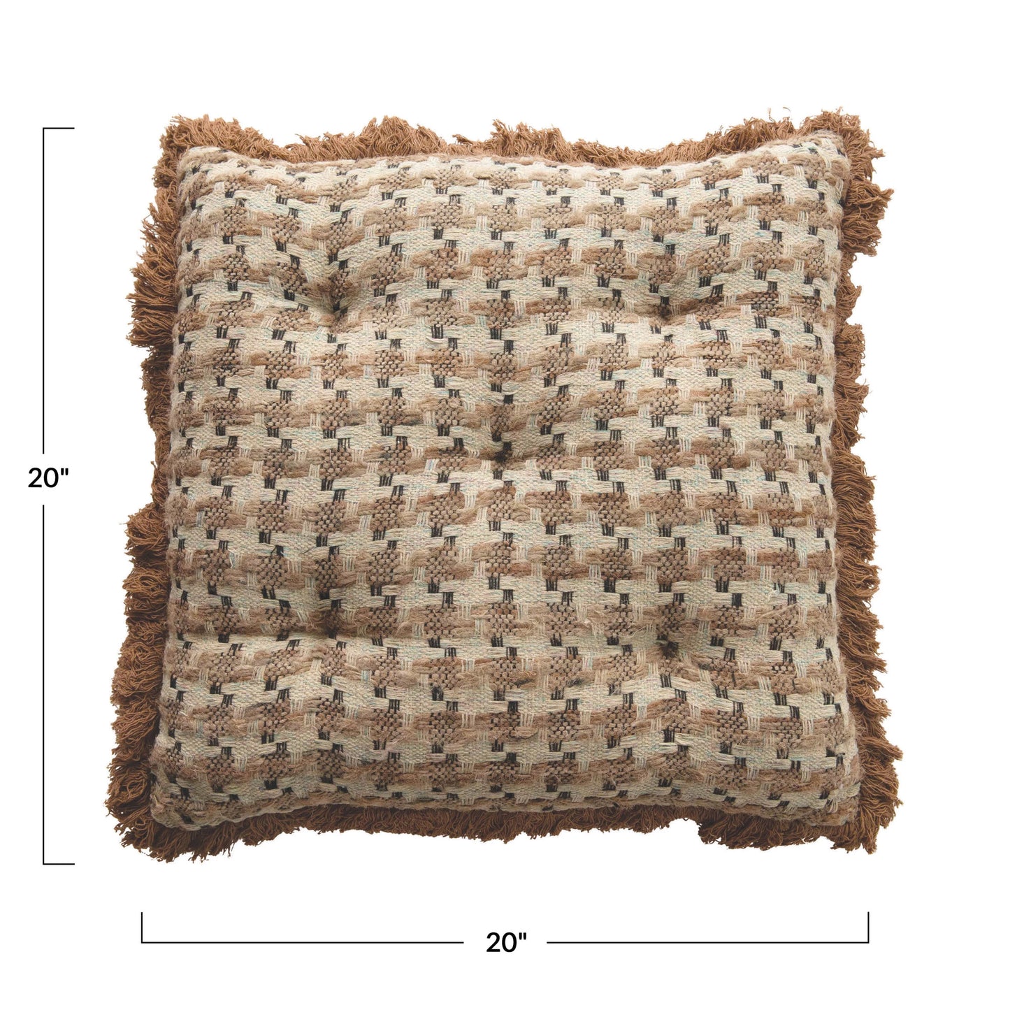 20" Woven Cotton Pillow with Eyelash Fringe
