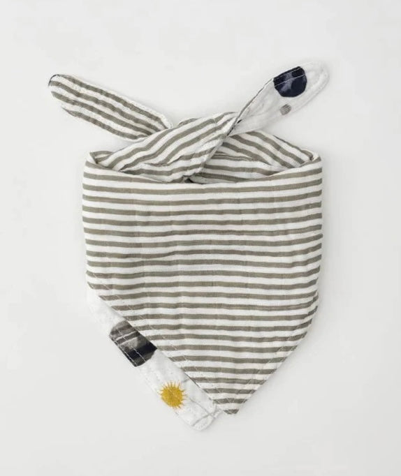 Cotton Muslin Reversible Bandana Bib- Planetary