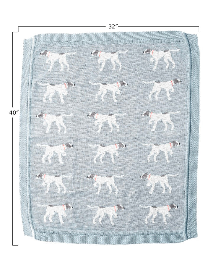 Cotton Knit Dog Baby Blanket