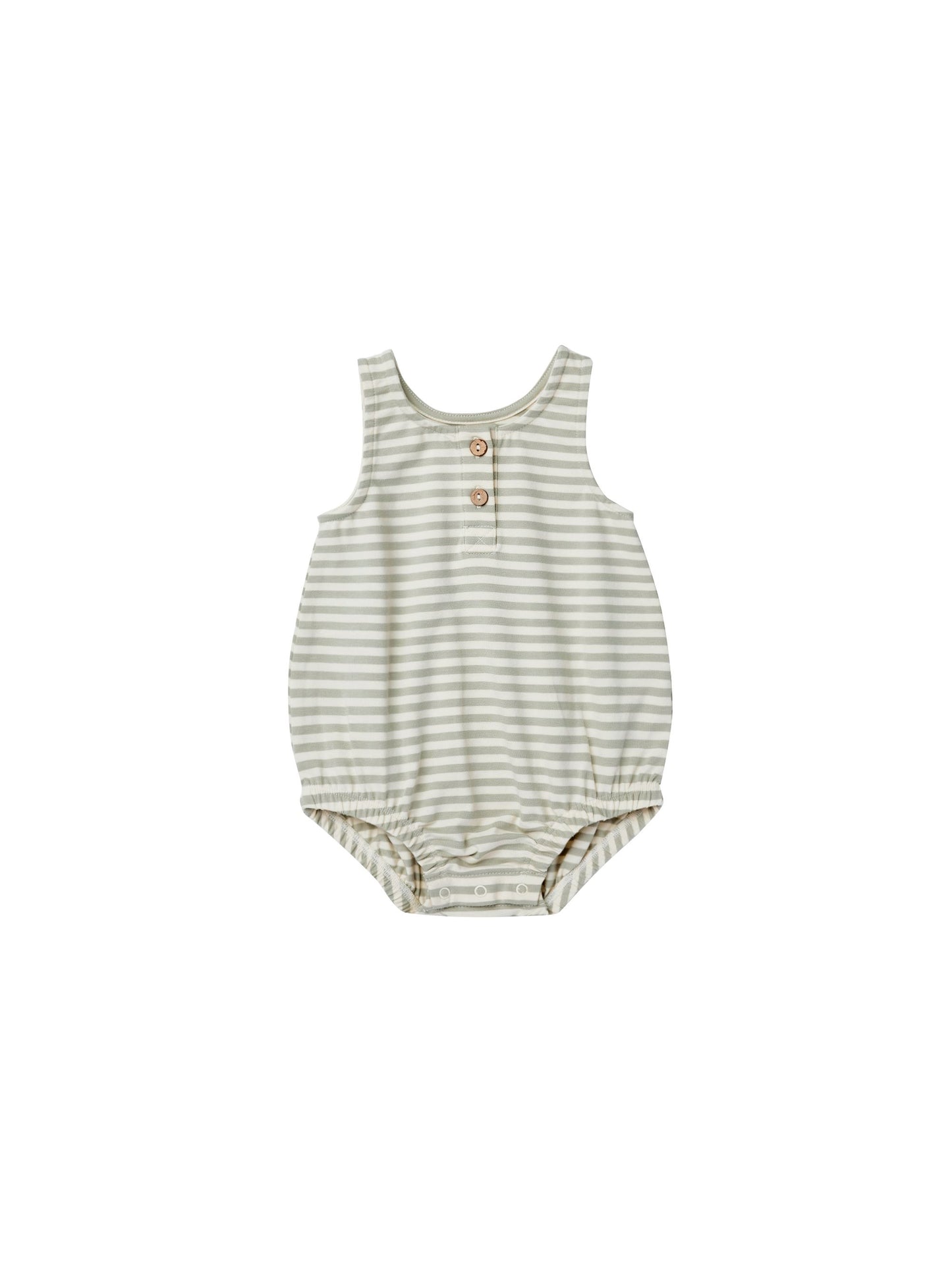 Sleeveless Bubble Romper, Pistachio Stripe