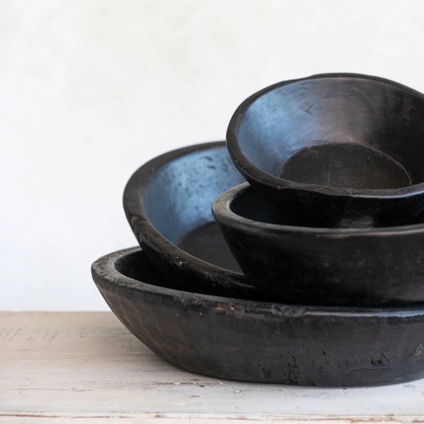 Round Decor Wood Bowls, Black - Assorted Sizes