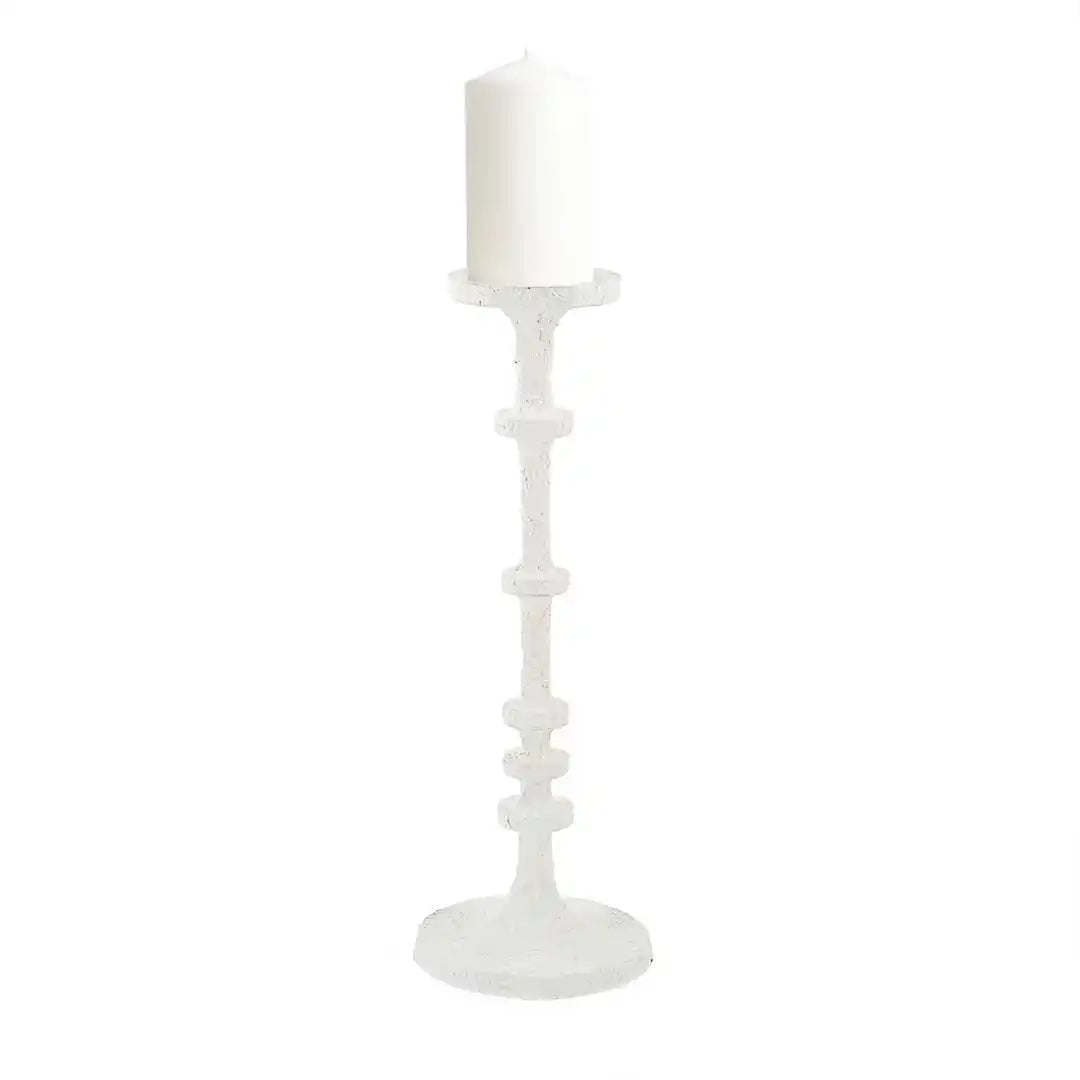 Medium White Metal Candlestick